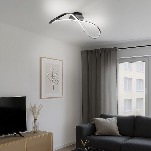 Milagro Lighting LED stropna svetilka Infinity, kovina, črna, 4.000 K, Črna, Dnevna soba / jedilnica, Kovina, Sodobni