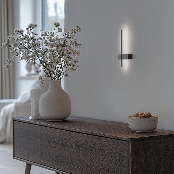 Milagro Lighting LED stenska svetilka Vision, višina 30 cm, kovina, črna, 3.000 K, Črna, Dnevna soba / jedilnica, Kovina, Sodobni, Stenska kotna