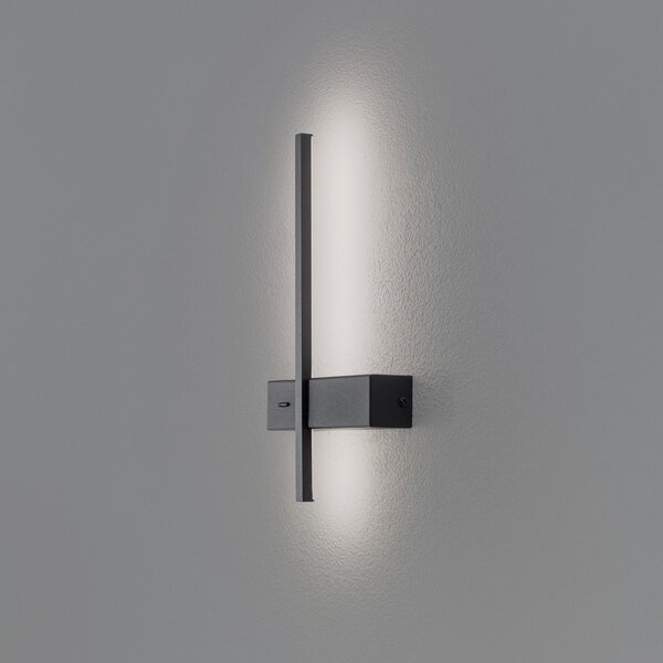 Milagro Lighting LED stenska svetilka Vision, višina 30 cm, kovina, črna, 3.000 K, Črna, Dnevna soba / jedilnica, Kovina, Sodobni, Stenska kotna