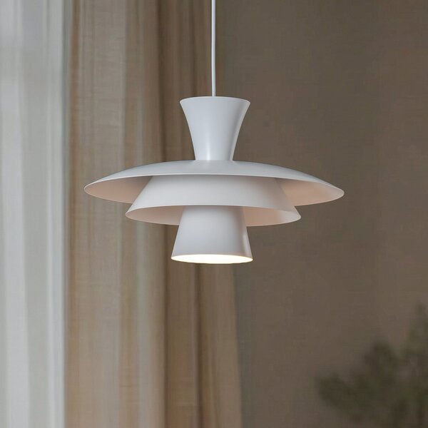 Luminex Obesna svetilka Plato, bela, kovina, Ø 38 cm, E27, zatemnjen, Bela, Dnevna soba / jedilnica, Kovina, Sodobni