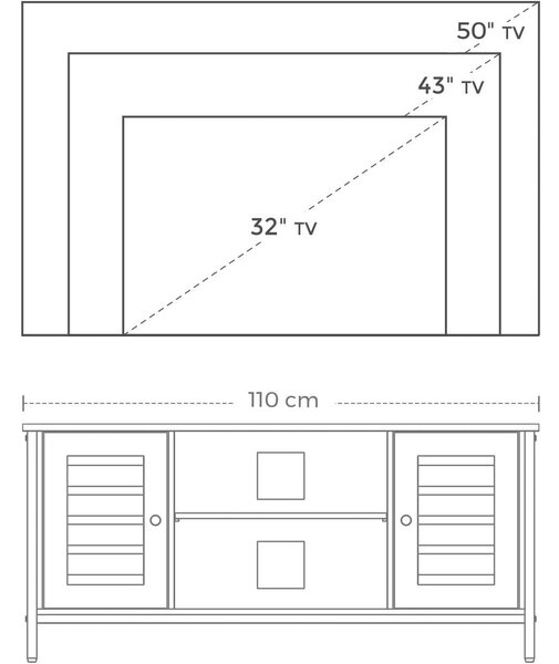 TV omarica, TV stojalo s prostorom za shranjevanje 110 x 40 x 50 cm rustikalno rjava | VASAGLE