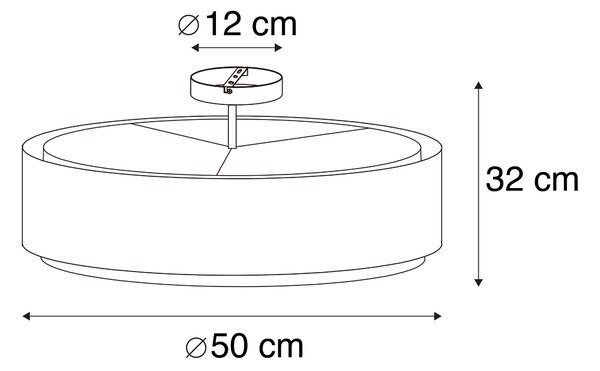 Moderna stropna svetilka rjava z belimi 50 cm 3 lučkami - Drum Duo