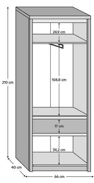 KONDELA Omara za obešalnike 4D1S/70, hrast sonoma, NORTY TYP 22