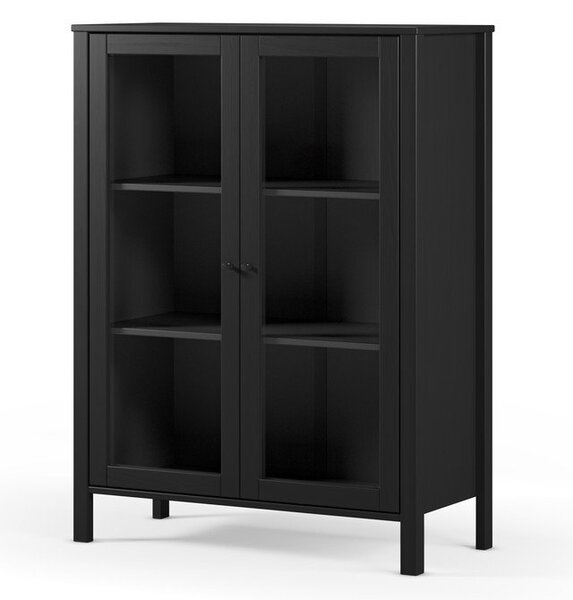 Črna vitrina iz masivnega bora 90x120x40 cm Alessandra – Marckeric