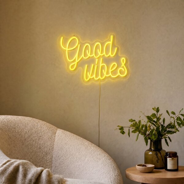Neonska stenska svetilka rumena vklj. LED - Good Vibes