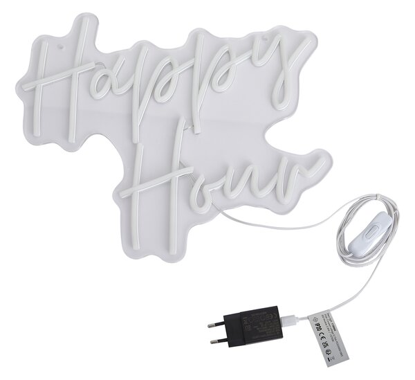 Neonska stenska svetilka bela vključno z LED - Happy Hour