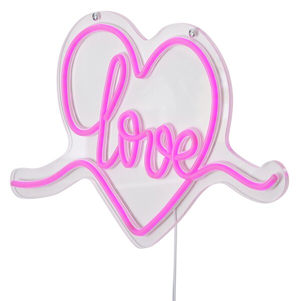 Neon stenska svetilka roza vklj. LED - Love