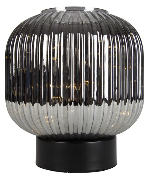 Art Deco namizna svetilka črna z dimnim steklom vklj. E27 svetlobni kabel - Karel