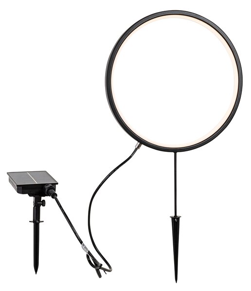 Komplet 2 črnih talnih svetilk 60 cm, vključno s polnilno LED in sončno energijo IP65 - Adalind