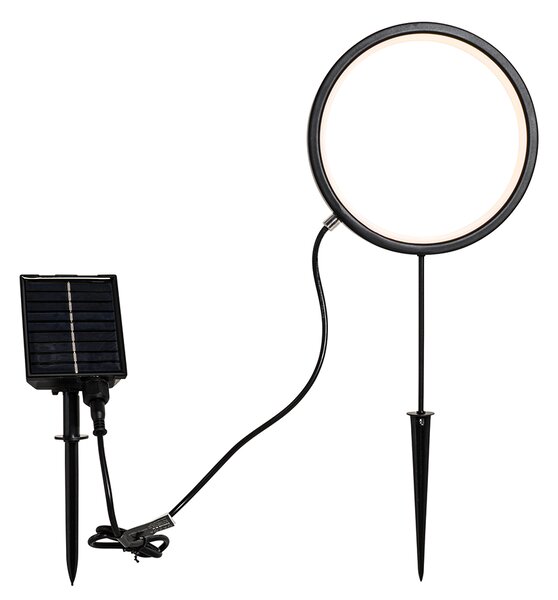 Komplet 2 črnih talnih svetilk 50 cm, vključno s polnilno LED in sončno energijo IP65 - Adalind