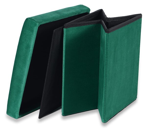Zeleni zložljivi tabure CUBEXO VELVET M