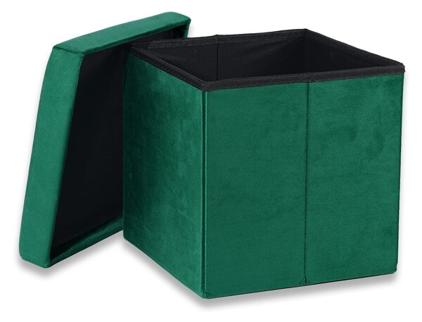 Zeleni zložljivi tabure CUBEXO VELVET M