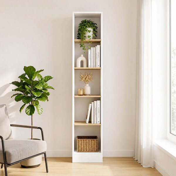 REGAL 38/183/30 cm bela, medeni hrast