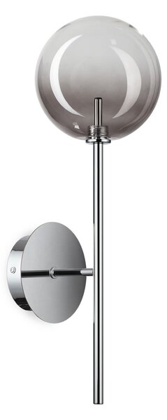 IDEAL LUX stenska svetilka Equinoxe, krom/dimno siva, višina 45 cm, Krom, Dnevna soba / jedilnica, Kovina