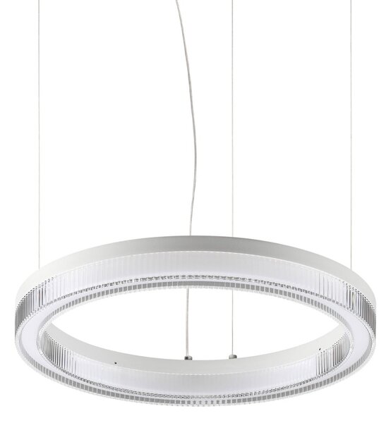 IDEAL LUX LED-visoka svetilka Crown Ø 40 cm, bela, kovinska, Bela, Dnevna soba / jedilnica, Kovina, Sodobni