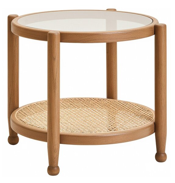 Okrogla stranska mizica s stekleno mizno ploščo ø 57 cm Cebu – Premier Housewares