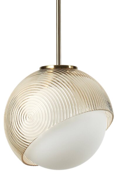 IDEAL LUX viseča svetilka Bloom, premer 17 cm, medenina, kovina/steklo, zatemnjen, Zlata / medeninasta, Dnevna soba / jedilnica, Kovina, Sodobni