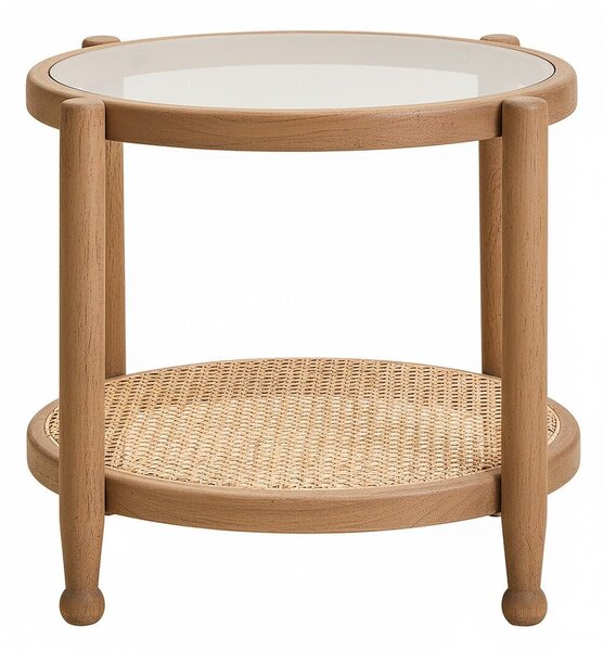 Okrogla stranska mizica s stekleno mizno ploščo ø 57 cm Cebu – Premier Housewares
