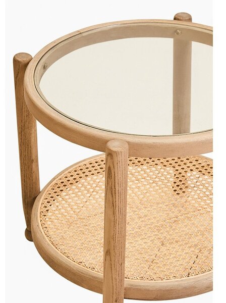 Okrogla stranska mizica s stekleno mizno ploščo ø 57 cm Cebu – Premier Housewares