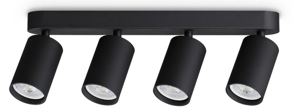 IDEAL LUX stropni reflektor Dynamite Round, črn, 38 cm, 4-žarčni, Črna, Dnevna soba / jedilnica, Kovina, Sodobni