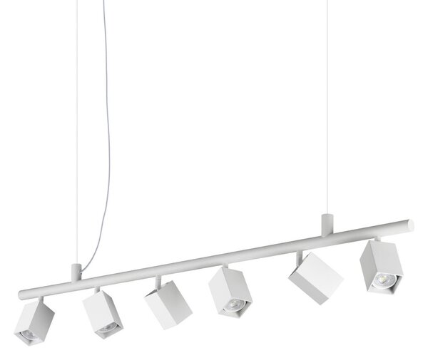 IDEAL LUX viseča svetilka Dynamite Square, bela, 6-žarilna, Bela, Dnevna soba / jedilnica, Kovina, Sodobni