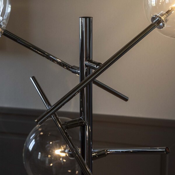 IDEAL LUX Stoječa svetilka Equinoxe, krom/prozorno steklo, višina 166 cm, Krom, Dnevna soba / jedilnica, Kovina