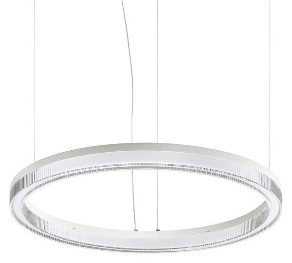 IDEAL LUX LED-visoka svetilka Crown, premer 60 cm, bela, kovinska, Bela, Dnevna soba / jedilnica, Kovina, Sodobni