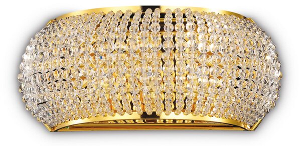IDEAL LUX stenska svetilka Pasha, širina 25 cm, zlata/prozorna, Zlata / medeninasta, Dnevna soba / jedilnica, Steklo