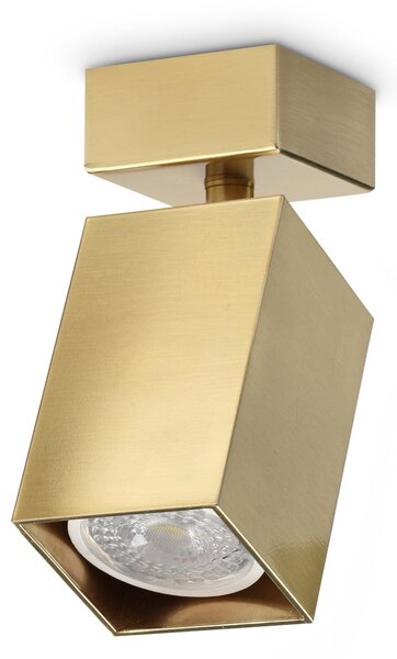 IDEAL LUX stropni reflektor Dynamite Square, medenina, dolžina 5,7 cm, Zlata / medeninasta, Dnevna soba / jedilnica, Kovina, Sodobni