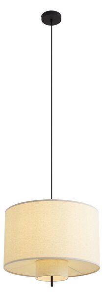Japandi viseča svetilka črna z belim platnenim senčnikom 50 cm - Rieu