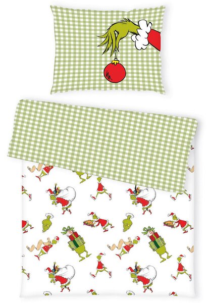 POSTELJNINA GRINCH 140/200 cm saten večbarvno