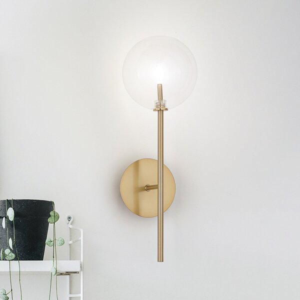 IDEAL LUX stenska svetilka Equinoxe, medenina/jantar, višina 45 cm, Zlata / medeninasta, Dnevna soba / jedilnica, Kovina