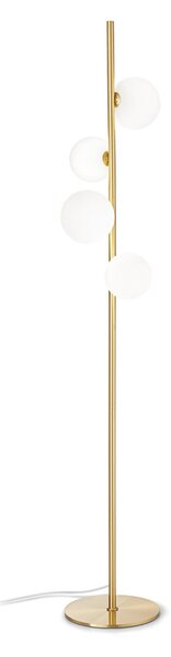 IDEAL LUX Stoječa svetilka Perlage, medenina/bela, višina 164 cm, 4-žarilna, Zlata / medeninasta, Dnevna soba / jedilnica, Kovina