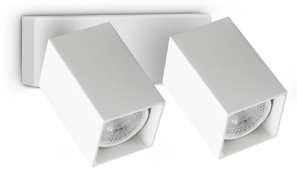 IDEAL LUX stenski reflektor Dynamite Square, bel, 16,5 cm, 2-žarilni, Bela, Dnevna soba / jedilnica, Kovina, Sodobni