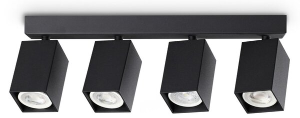 IDEAL LUX stropni reflektor Dynamite Square, črn, 38 cm, 4-žarčni, Črna, Dnevna soba / jedilnica, Kovina, Sodobni