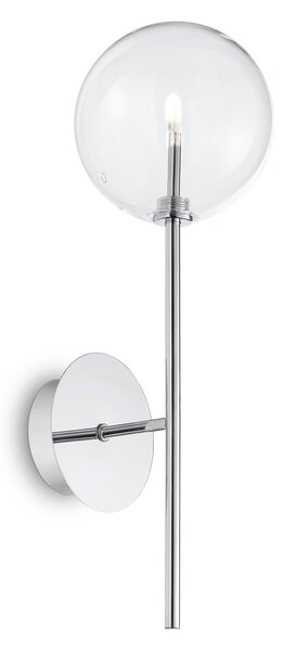 IDEAL LUX stenska svetilka Equinoxe, krom/prozorno, višina 45 cm, Krom, Dnevna soba / jedilnica, Kovina