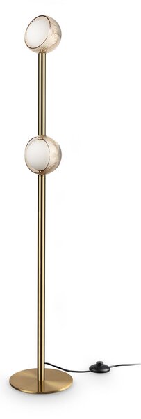 IDEAL LUX LED-stoječa svetilka Bloom, višina 170 cm, medenina, 2-smerna, Zlata / medeninasta, Dnevna soba / jedilnica, Kovina, Sodobni