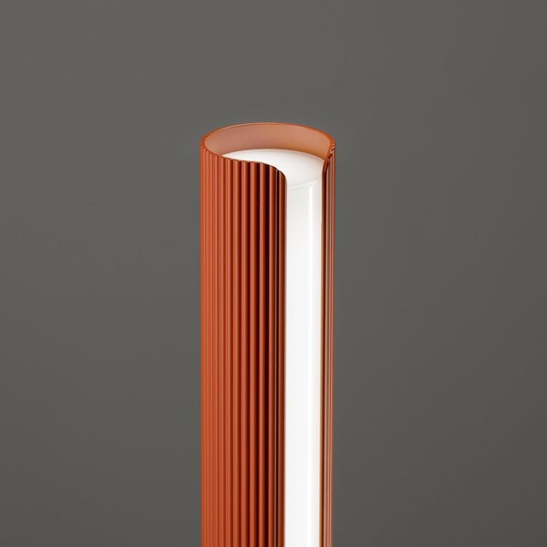 IDEAL LUX LED namizna svetilka Dorica, oranžna, višina 25 cm, zatemnjen, Oranžna, Dnevna soba / jedilnica, Aluminij, Sodobni