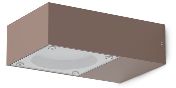 IDEAL LUX Zunanja stenska svetilka Sirio, rjava, širina 10 cm, kovinska, Rjava / rjasta, Aluminij, Sodobni