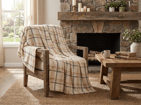 Mikropliš odeja PLAID, kremna Dimenzije: 150 x 200 cm