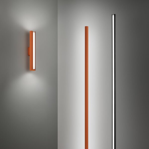 IDEAL LUX LED-stenna svetilka Dorica, oranžna, višina 30 cm, kovinska, Oranžna, Dnevna soba / jedilnica, Aluminij, Sodobni