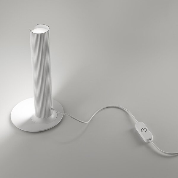 IDEAL LUX LED namizna svetilka Dorica, bela, višina 25 cm, zatemnjen, Bela, Dnevna soba / jedilnica, Aluminij, Sodobni