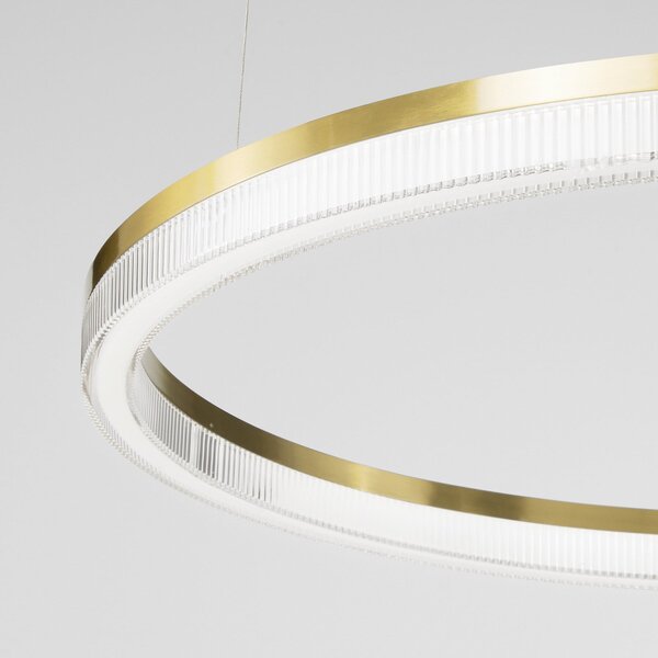IDEAL LUX LED-visoka svetilka Crown Ø 40 cm, medenina, kovina, Zlata / medeninasta, Dnevna soba / jedilnica, Kovina, Sodobni