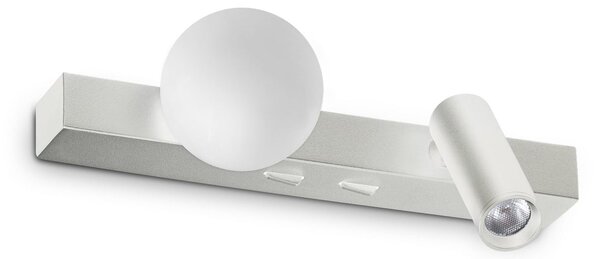 IDEAL LUX LED-stenna svetilka Binomio, bela, širina 22 cm, kovinska, 2-žarnica, Bela, Dnevna soba / jedilnica, Kovina, Sodobni, Stenski reflektor