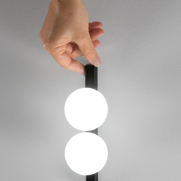 IDEAL LUX LED-stoječa svetilka Binomio, črna, 155 cm, kovinska, 4-žarilna, Črna, Dnevna soba / jedilnica, Kovina, Sodobni