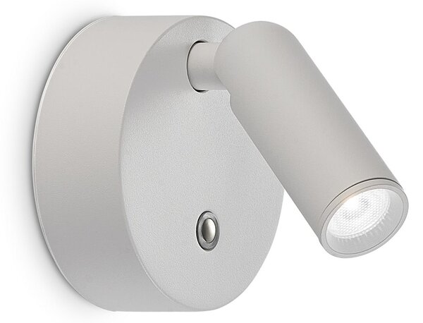 IDEAL LUX LED-svetilka na baterije za stensko montažo Bean, bela, širina 8 cm, zatemnjen, Bela, Dnevna soba / jedilnica, Kovina, Sodobni