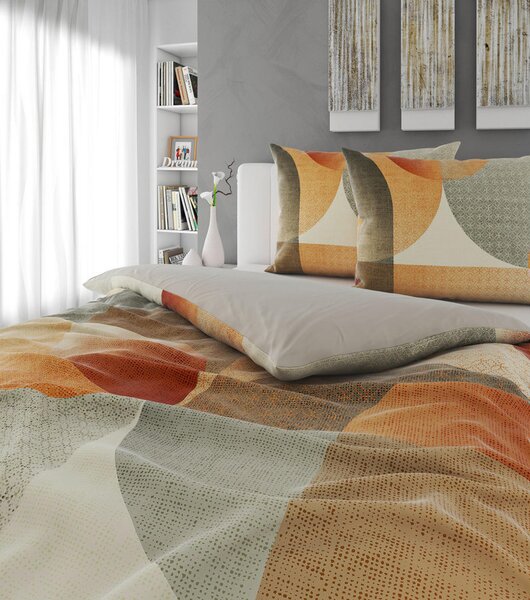 OBOJESTRANSKA POSTELJNINA 200/200 cm saten oranžna