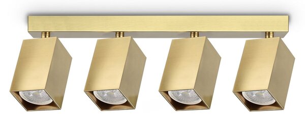IDEAL LUX stropni reflektor Dynamite Square, medeninast, 38 cm, 4-žarilni, Zlata / medeninasta, Dnevna soba / jedilnica, Kovina, Sodobni