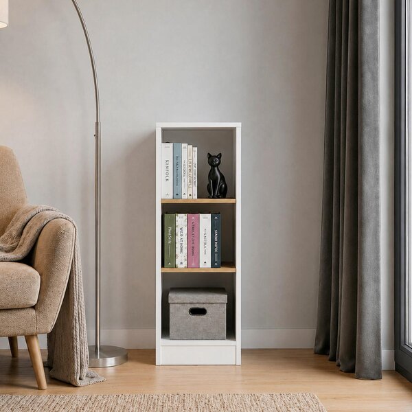 REGAL 38/114/30 cm bela, medeni hrast