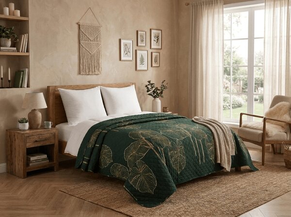Pregrinjalo za posteljo VENECIA temno zeleno Dimenzije: 170 x 210 cm